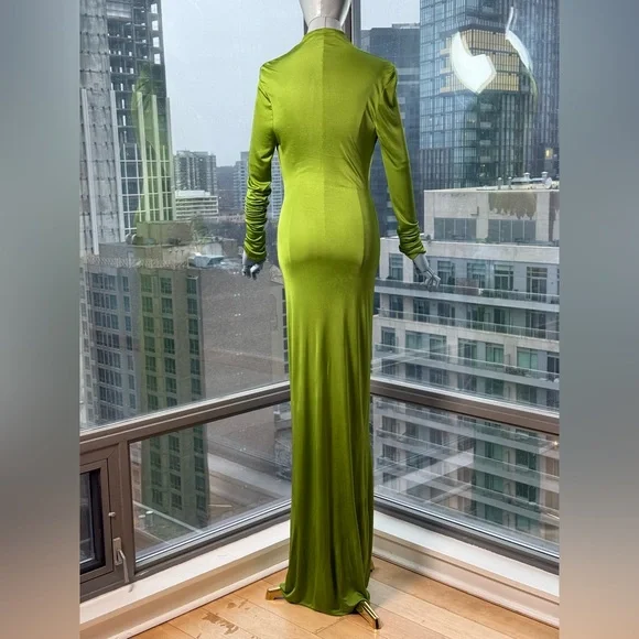 🆕 RAT & BOA 🧿 NWOT Octavia Long Sleeve Column Maxi Dress, Green - Sz M US 6 - Picture 9 of 17